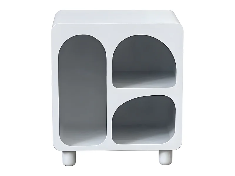 Richie - Table de chevet 3 niches en bois - Blanc