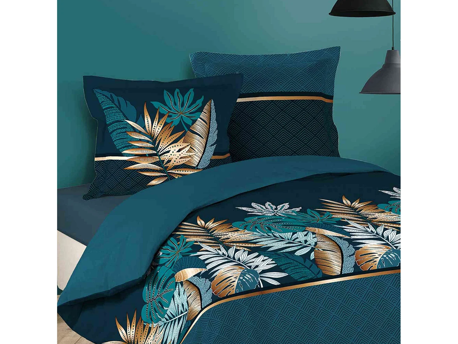 Parure de Lit 3 Pièces "Alianor" 240x220cm Bleu