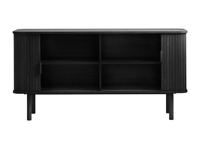 Callan - Buffet aux portes coulissantes en bois strié L160cm : Couleur - Noir