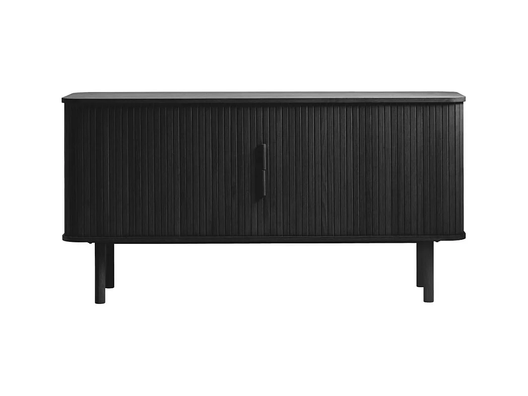 Callan - Buffet aux portes coulissantes en bois strié L160cm : Couleur - Noir