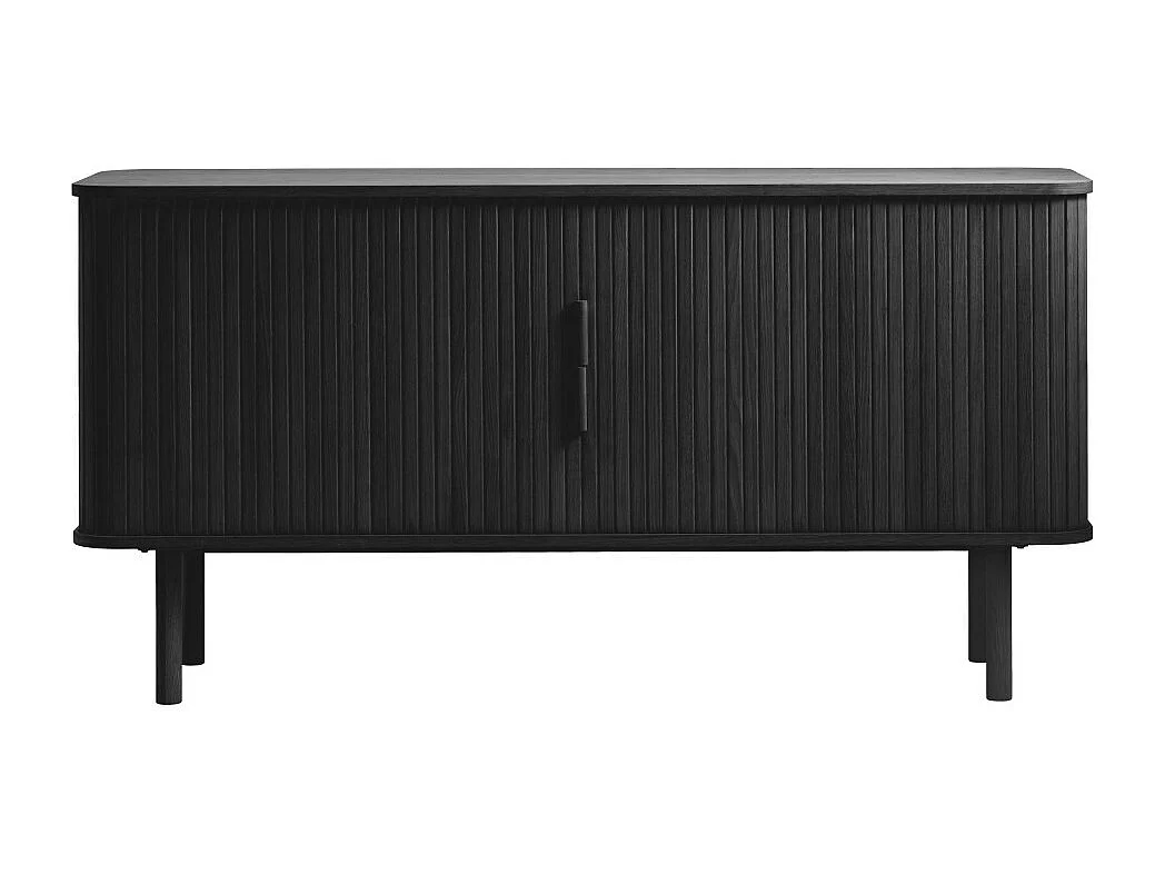 Callan - Buffet aux portes coulissantes en bois strié L160cm : Couleur - Noir