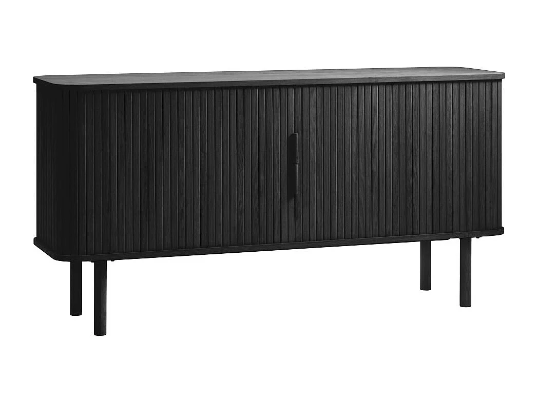 Callan - Buffet aux portes coulissantes en bois strié L160cm : Couleur - Noir