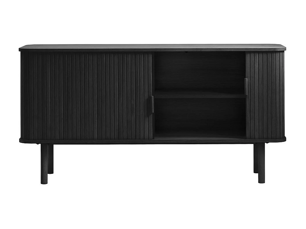 Callan - Buffet aux portes coulissantes en bois strié L160cm : Couleur - Noir