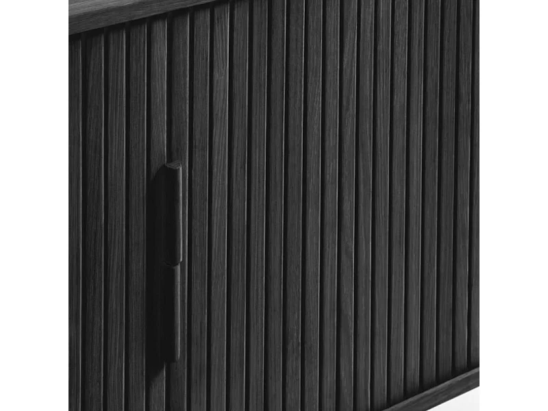 Callan - Buffet aux portes coulissantes en bois strié L160cm : Couleur - Noir