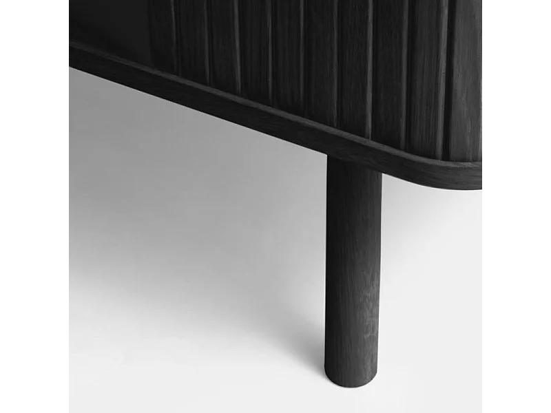 Callan - Buffet aux portes coulissantes en bois strié L160cm : Couleur - Noir