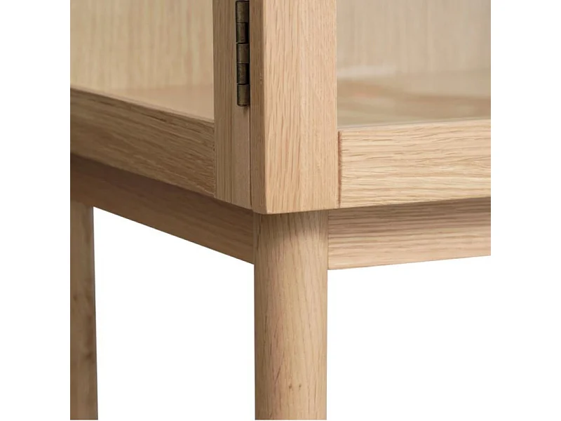 Cahir - Buffet 3 portes en verre trempé et bois L132cm : Couleur - Bois clair