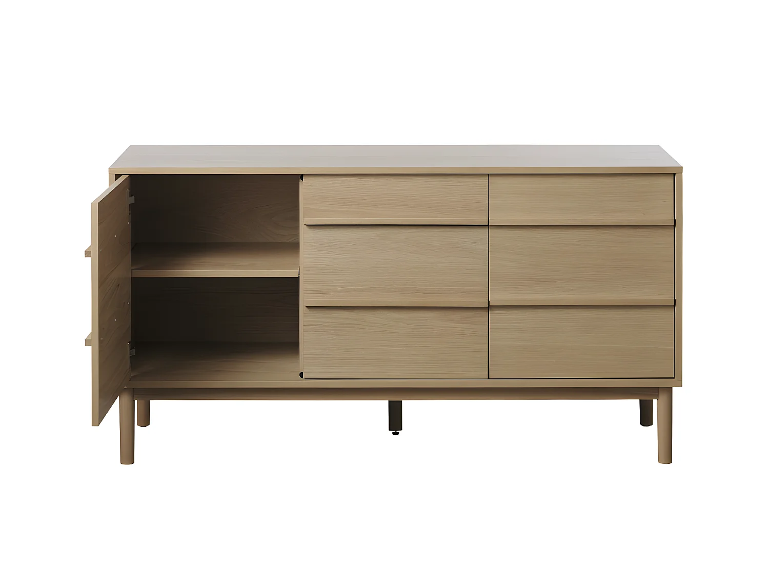 Clane - Buffet 3 portes 1 tiroir en bois L140cm : Couleur - Bois clair