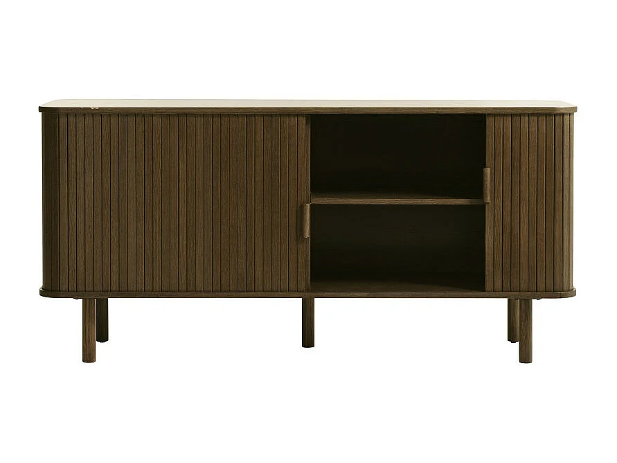 Callan - Buffet aux portes coulissantes en bois strié L160cm : Couleur - Bois foncé