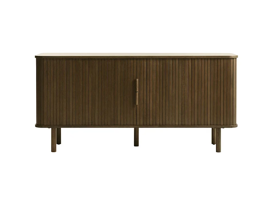 Callan - Buffet aux portes coulissantes en bois strié L160cm : Couleur - Bois foncé