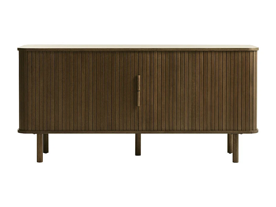 Callan - Buffet aux portes coulissantes en bois strié L160cm : Couleur - Bois foncé