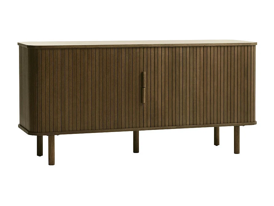 Callan - Buffet aux portes coulissantes en bois strié L160cm : Couleur - Bois foncé