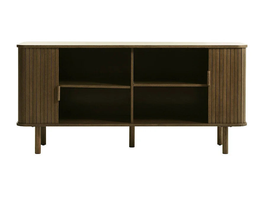 Callan - Buffet aux portes coulissantes en bois strié L160cm : Couleur - Bois foncé