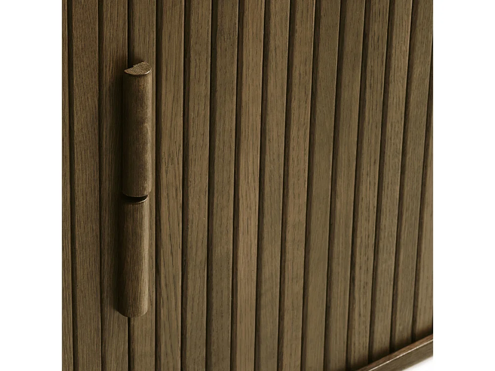 Callan - Buffet aux portes coulissantes en bois strié L160cm : Couleur - Bois foncé