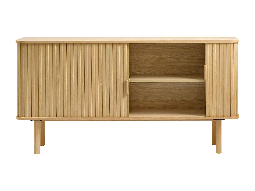 Callan - Buffet aux portes coulissantes en bois strié L160cm : Couleur - Bois clair