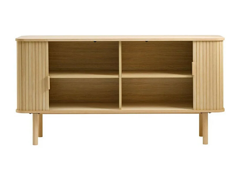 Callan - Buffet aux portes coulissantes en bois strié L160cm : Couleur - Bois clair