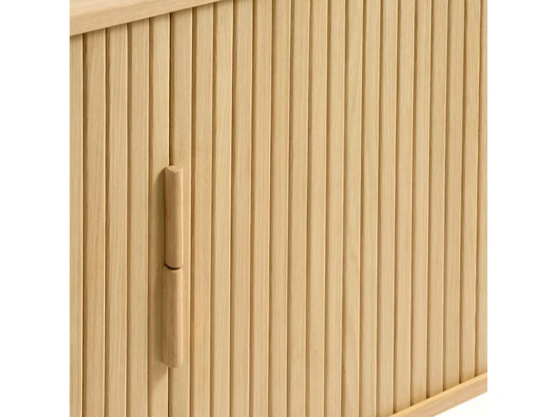 Callan - Buffet aux portes coulissantes en bois strié L160cm : Couleur - Bois clair