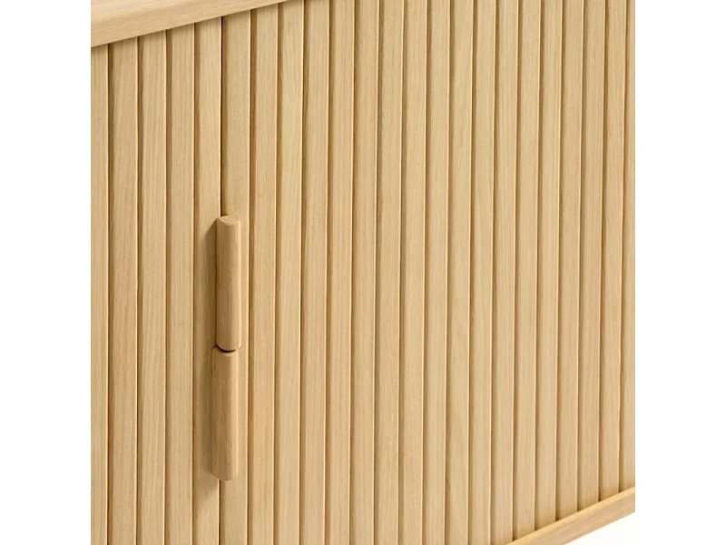 Callan - Buffet aux portes coulissantes en bois strié L160cm : Couleur - Bois clair