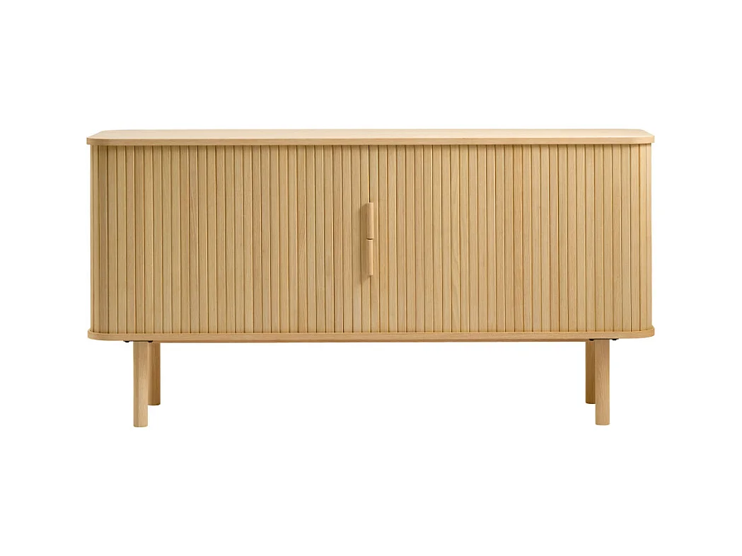 Callan - Buffet aux portes coulissantes en bois strié L160cm : Couleur - Bois clair