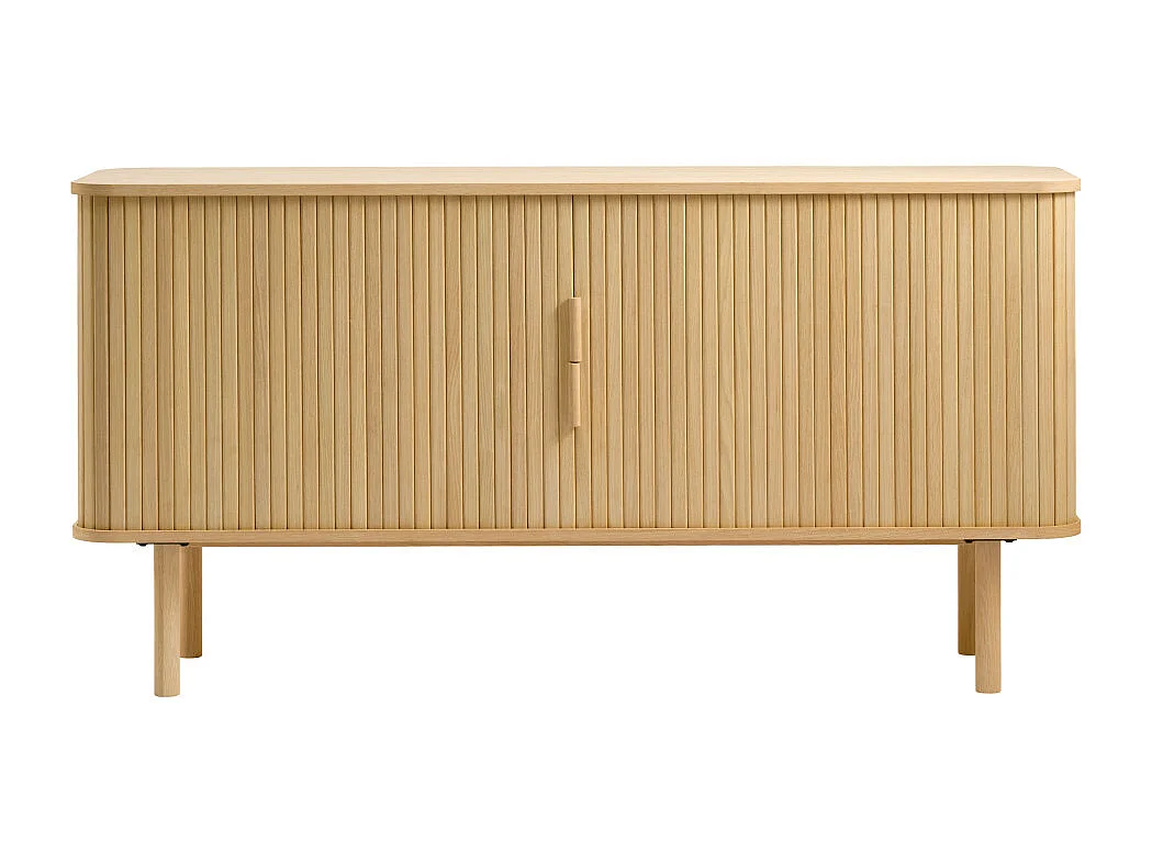 Callan - Buffet aux portes coulissantes en bois strié L160cm : Couleur - Bois clair