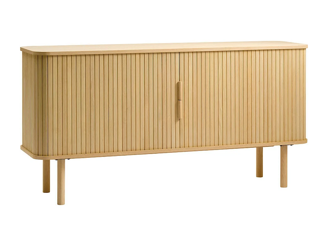 Callan - Buffet aux portes coulissantes en bois strié L160cm : Couleur - Bois clair