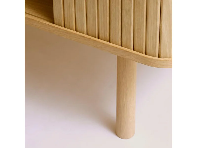 Callan - Buffet aux portes coulissantes en bois strié L160cm : Couleur - Bois clair