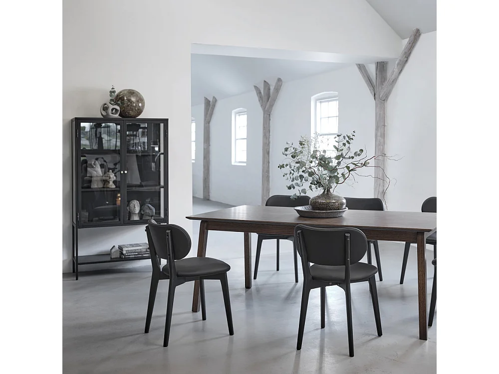 Adare - Buffet haut 2 portes en verre trempé et métal H160cm : Couleur - Noir