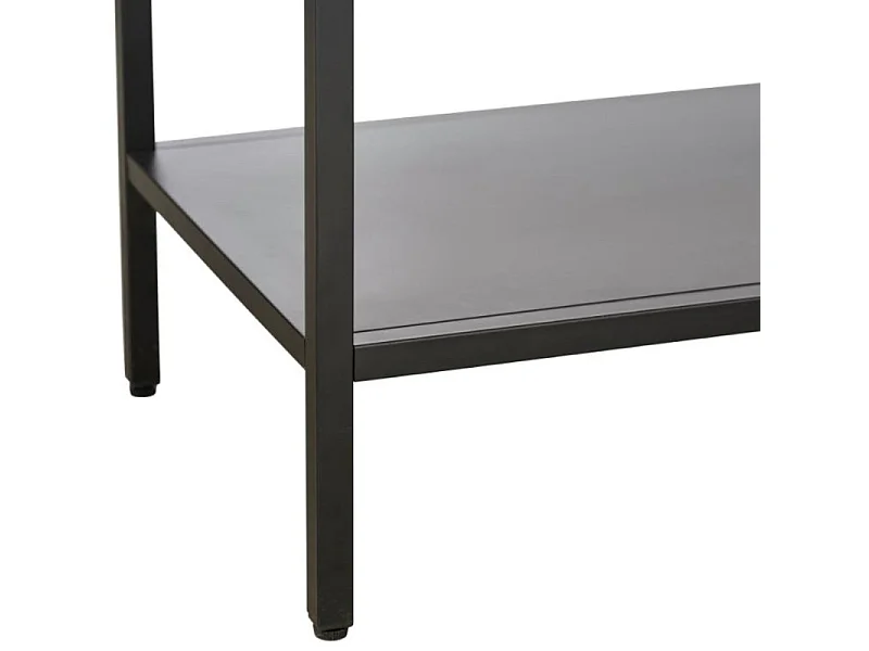 Adare - Buffet haut 2 portes en verre trempé et métal H160cm : Couleur - Noir