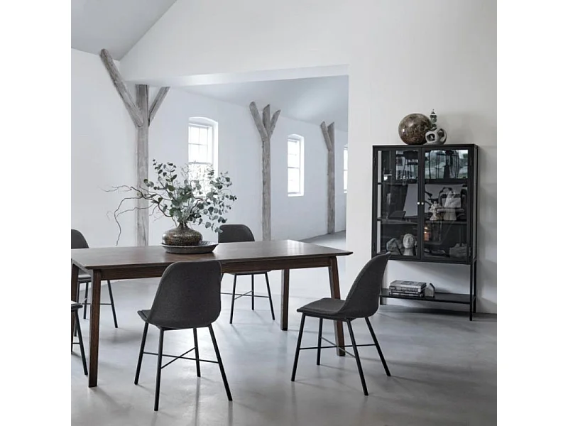 Adare - Buffet haut 2 portes en verre trempé et métal H160cm : Couleur - Noir