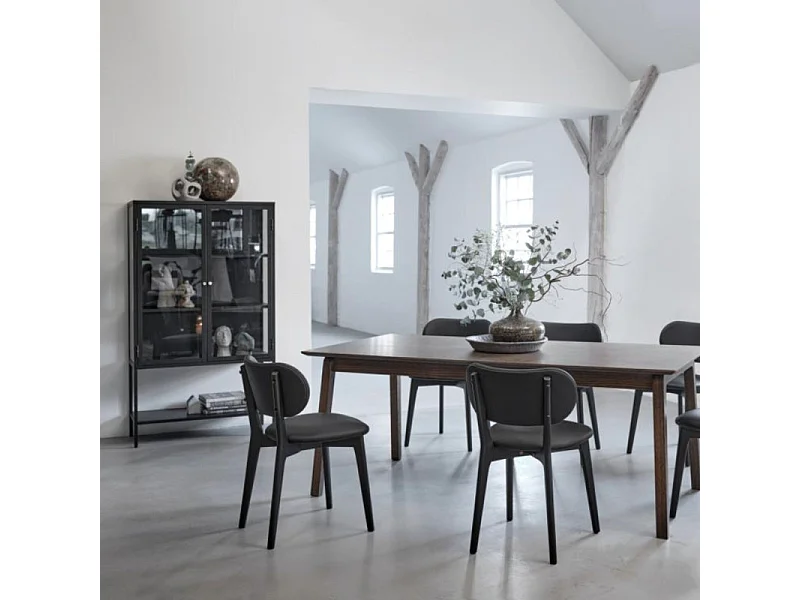 Adare - Buffet haut 2 portes en verre trempé et métal H160cm : Couleur - Noir