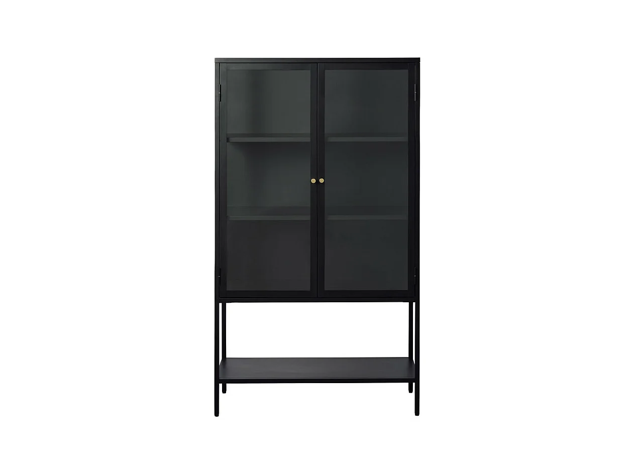Adare - Buffet haut 2 portes en verre trempé et métal H160cm : Couleur - Noir