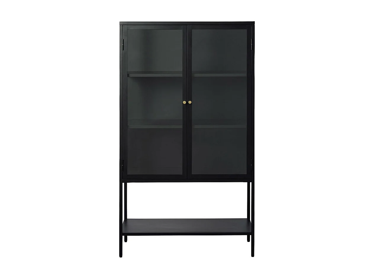 Adare - Buffet haut 2 portes en verre trempé et métal H160cm : Couleur - Noir