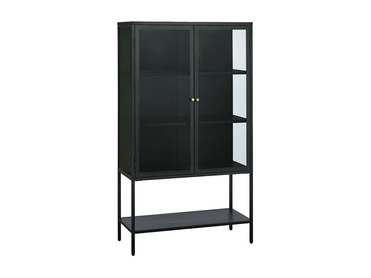 Adare - Buffet haut 2 portes en verre trempé et métal H160cm : Couleur - Noir