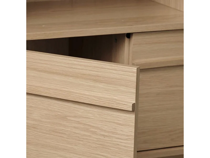 Clane - Bibliothèque 6 niches, 2 portes en bois H140cm - Bois clair