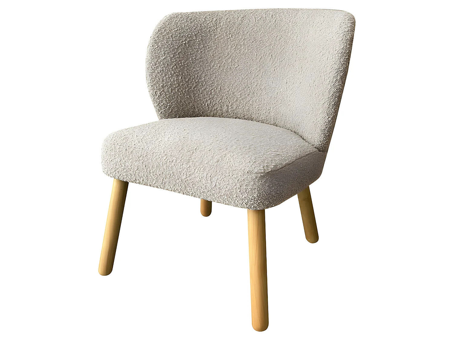 Raph - Fauteuil en tissu bouclette et bois - Taupe