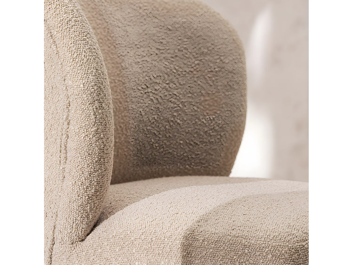 Raph - Fauteuil en tissu bouclette et bois - Taupe