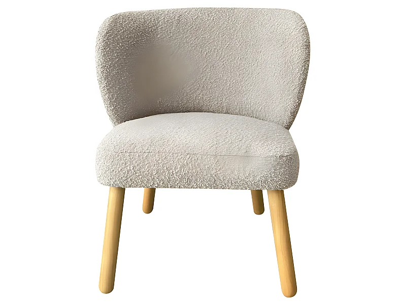 Raph - Fauteuil en tissu bouclette et bois - Taupe