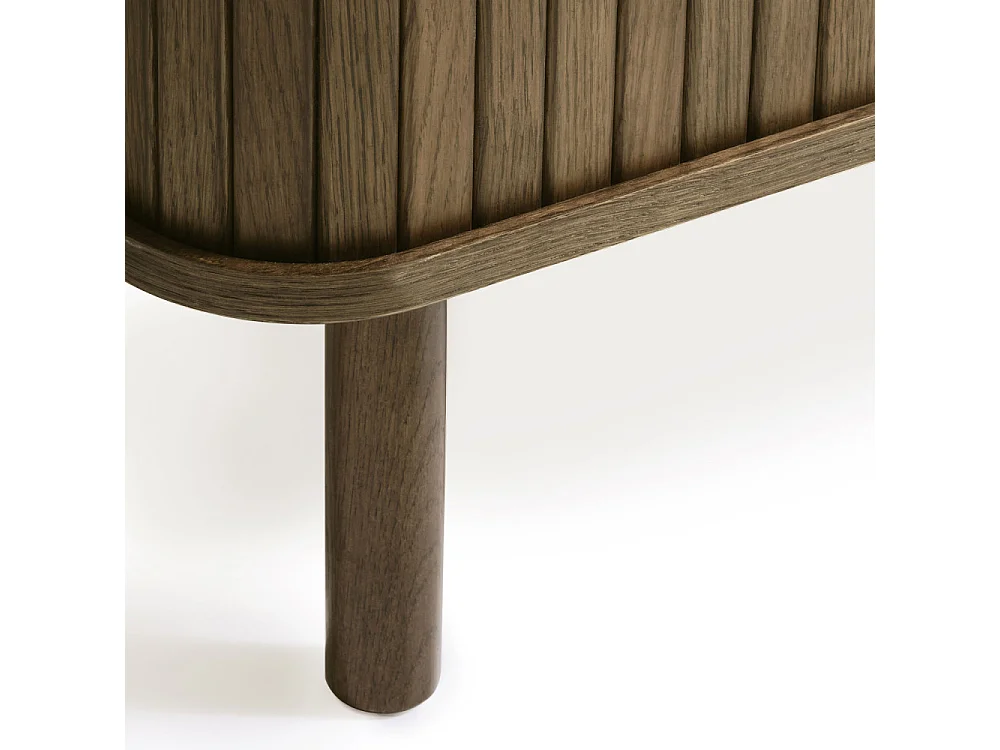 Callan - Meuble TV aux portes coulissantes en bois strié L160cm - Bois foncé