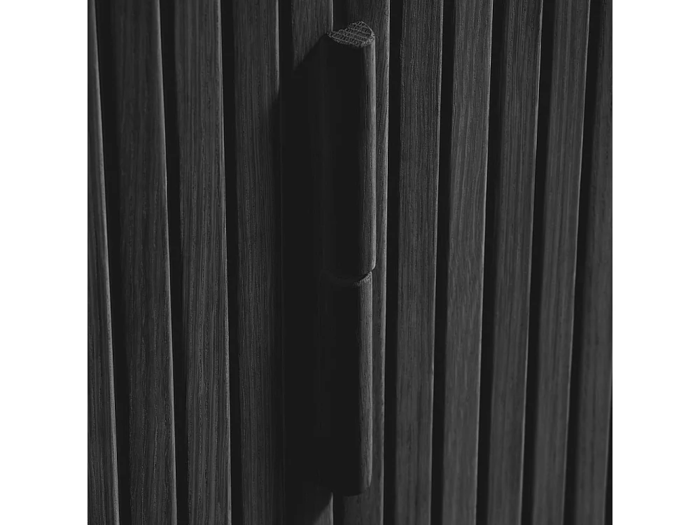 Callan - Meuble TV aux portes coulissantes en bois strié L160cm - Bois foncé