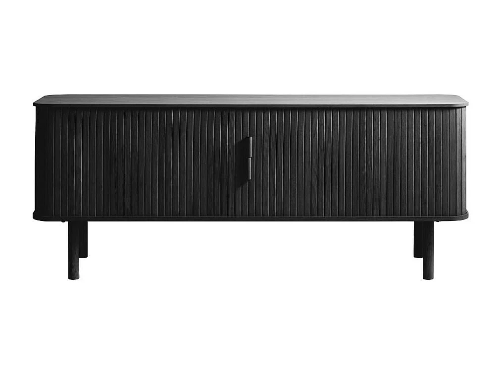 Callan - Meuble TV aux portes coulissantes en bois strié L160cm - Noir