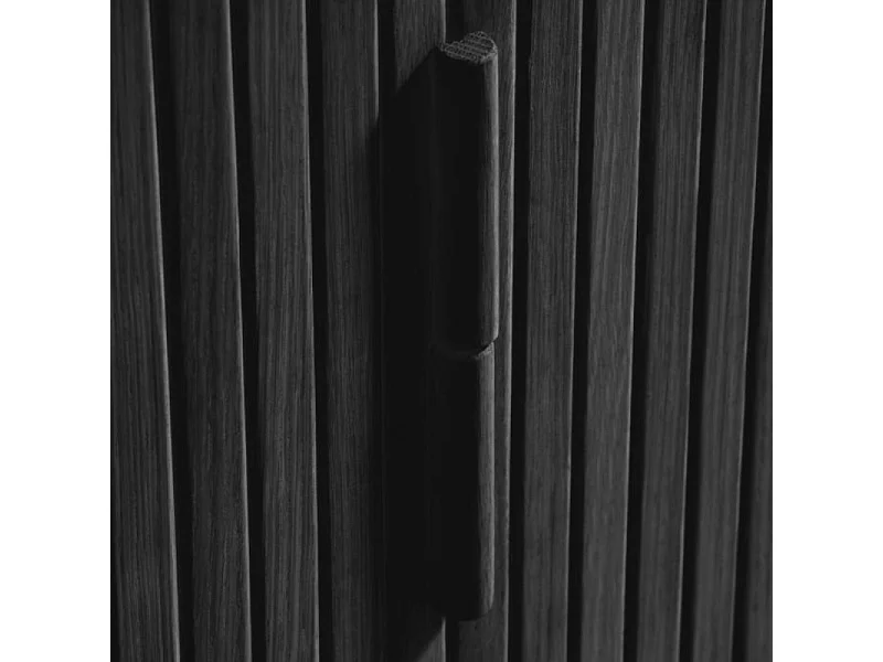 Callan - Meuble TV aux portes coulissantes en bois strié L160cm - Noir