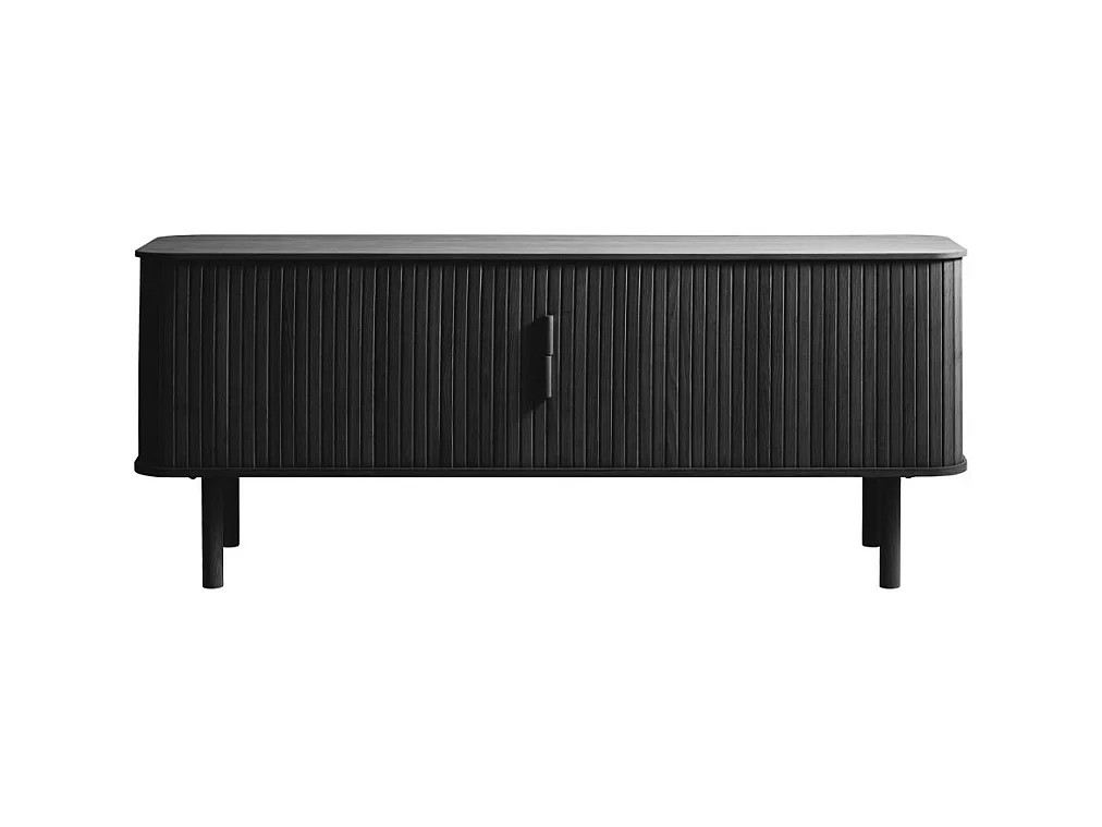 Callan - Meuble TV aux portes coulissantes en bois strié L160cm - Noir