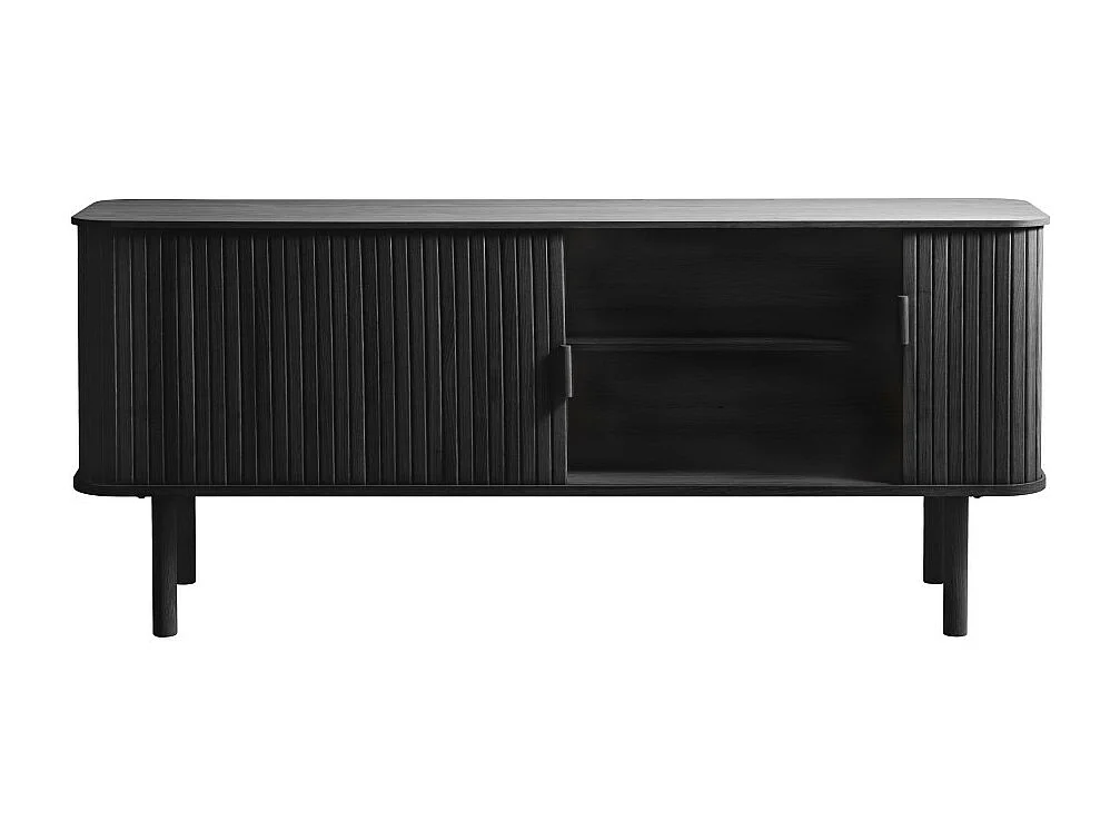 Callan - Meuble TV aux portes coulissantes en bois strié L160cm - Noir