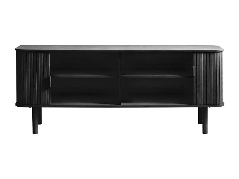Callan - Meuble TV aux portes coulissantes en bois strié L160cm - Noir
