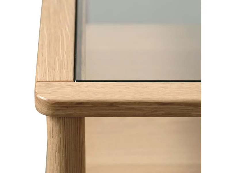 Cahir - Table basse en verre trempé et bois 120x60cm - Bois clair