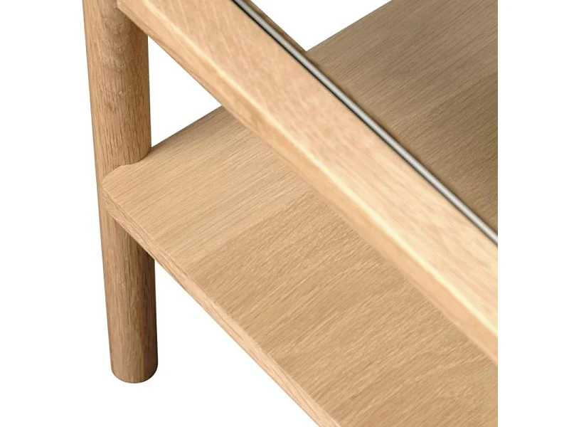 Cahir - Table basse en verre trempé et bois 120x60cm - Bois clair