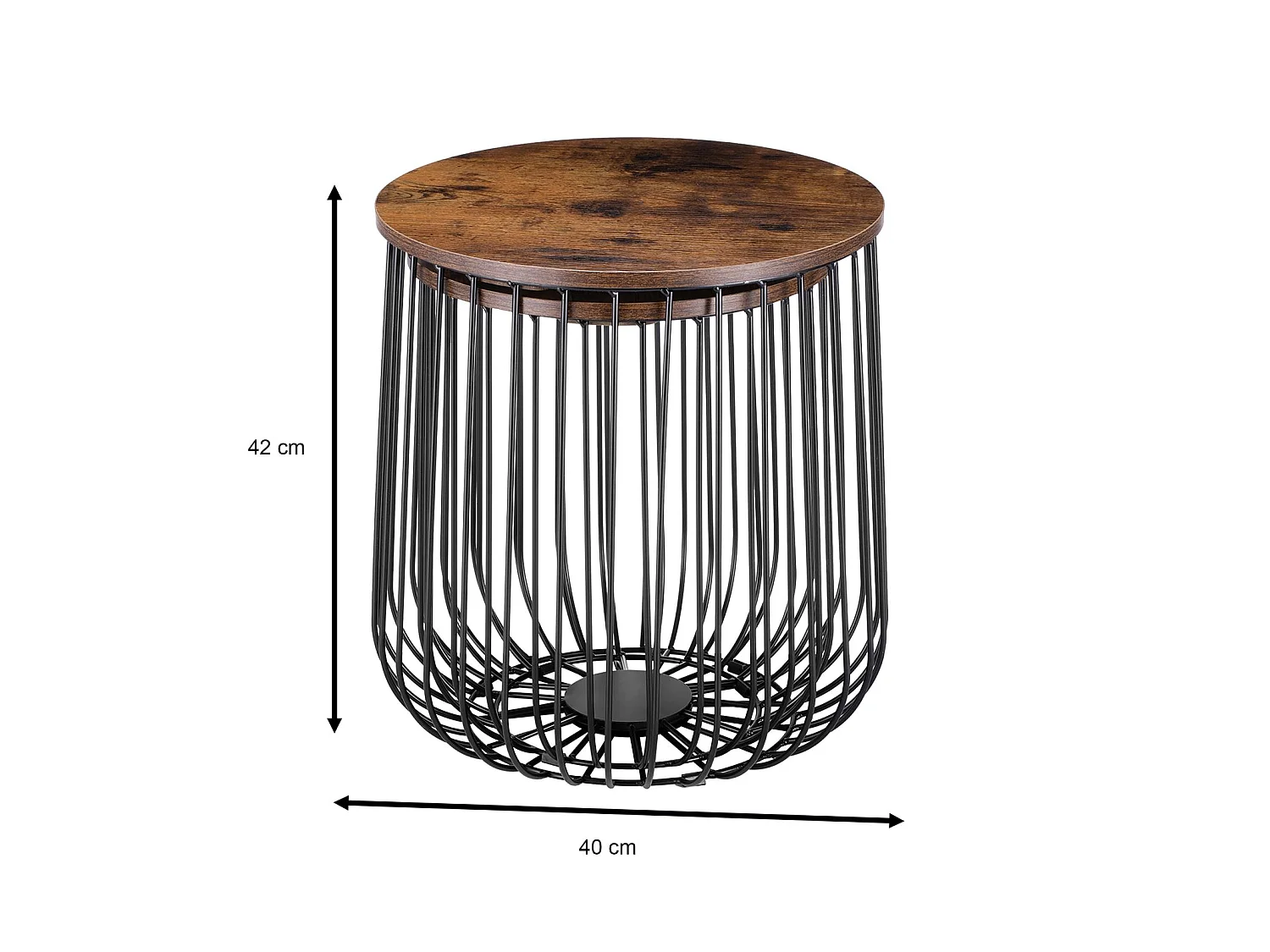 Lot de 2 tables d'appoint ERRANO paniers en métal tables à café tables basses rondes bouts de canapé vintage décor old style