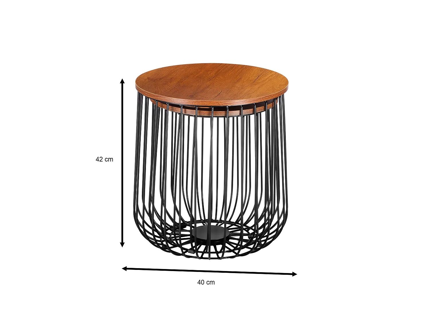 Lot de 2 tables d'appoint ERRANO paniers en métal tables à café tables basses rondes bouts de canapé vintage décor chêne sauvage