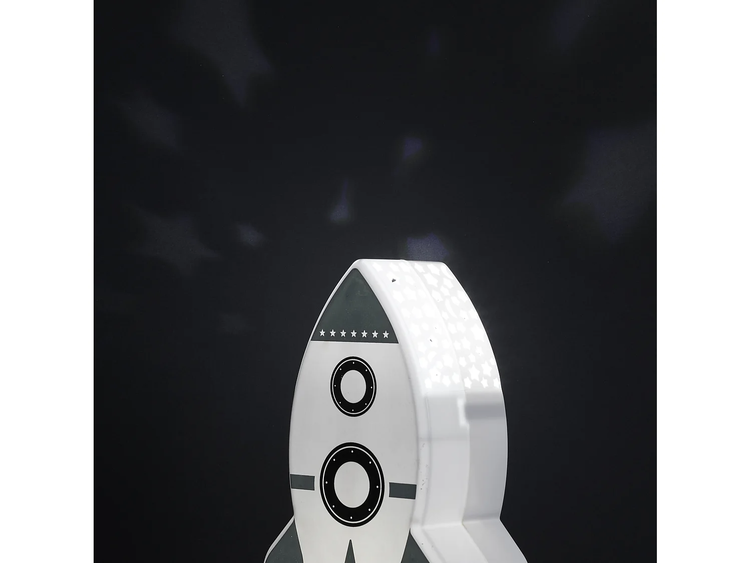 Veilleuse Fusee Projection Murale Blanc, Noir, Gris