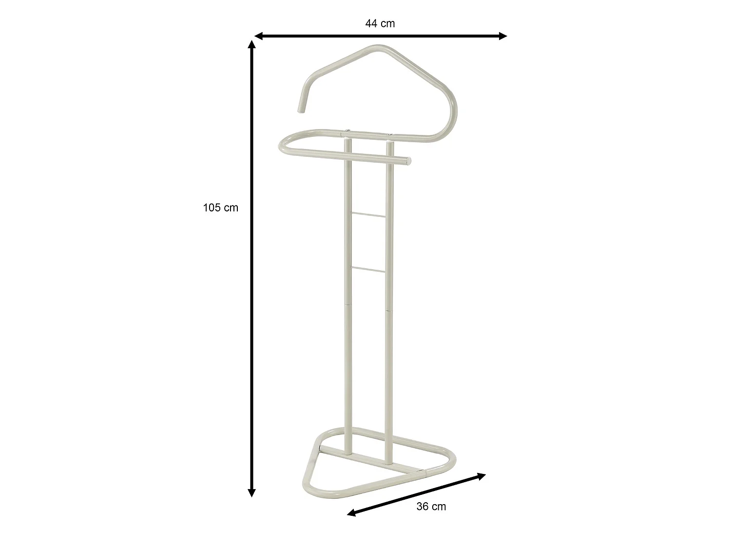 Valet de chambre valet de nuit CAMILO chevalet de nuit avec cintre pour veste et portant pour pantalons, en métal laqué beige