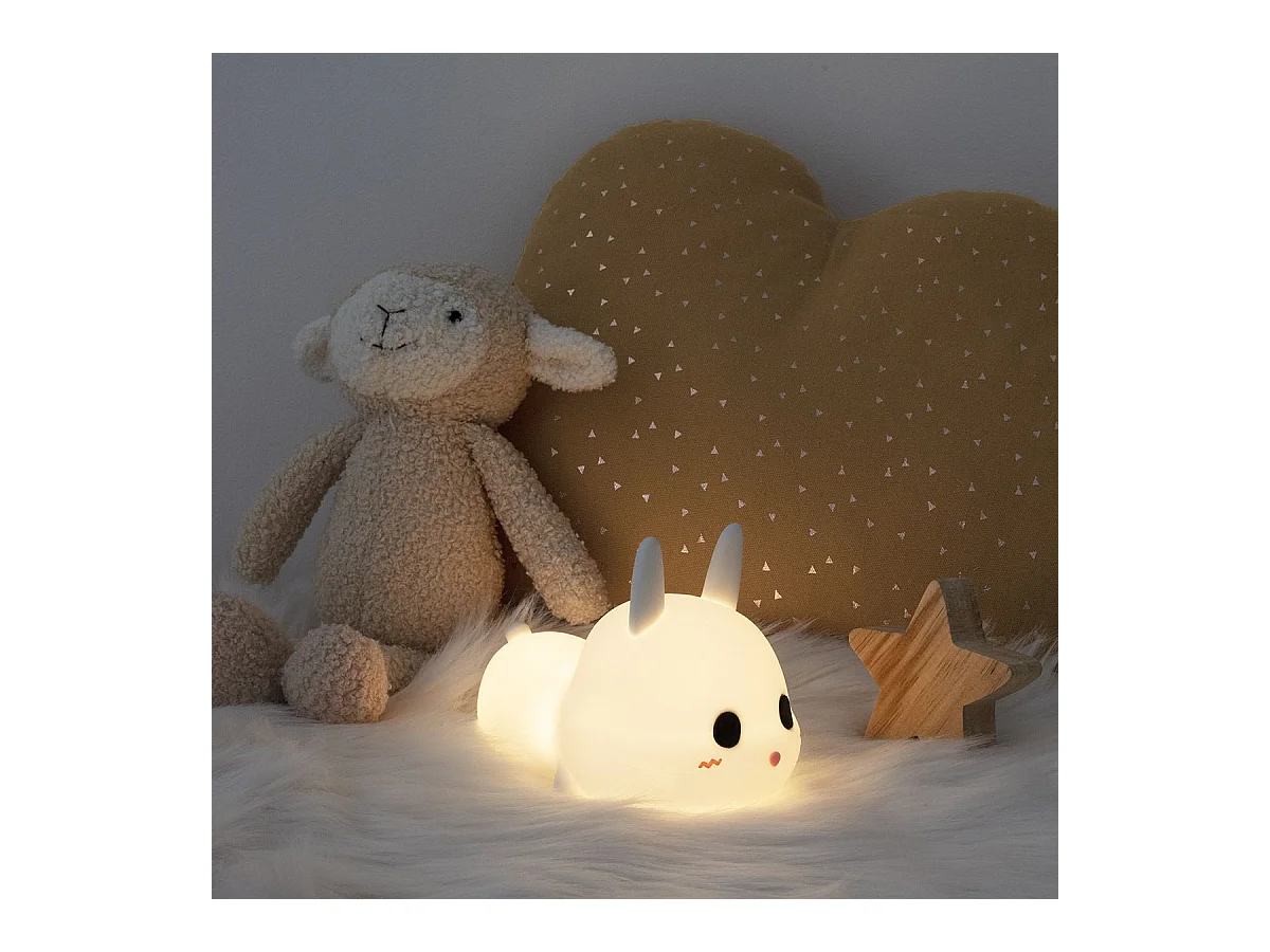 Veilleuse pour Enfant "Lapin Silicone" 15cm Blanc